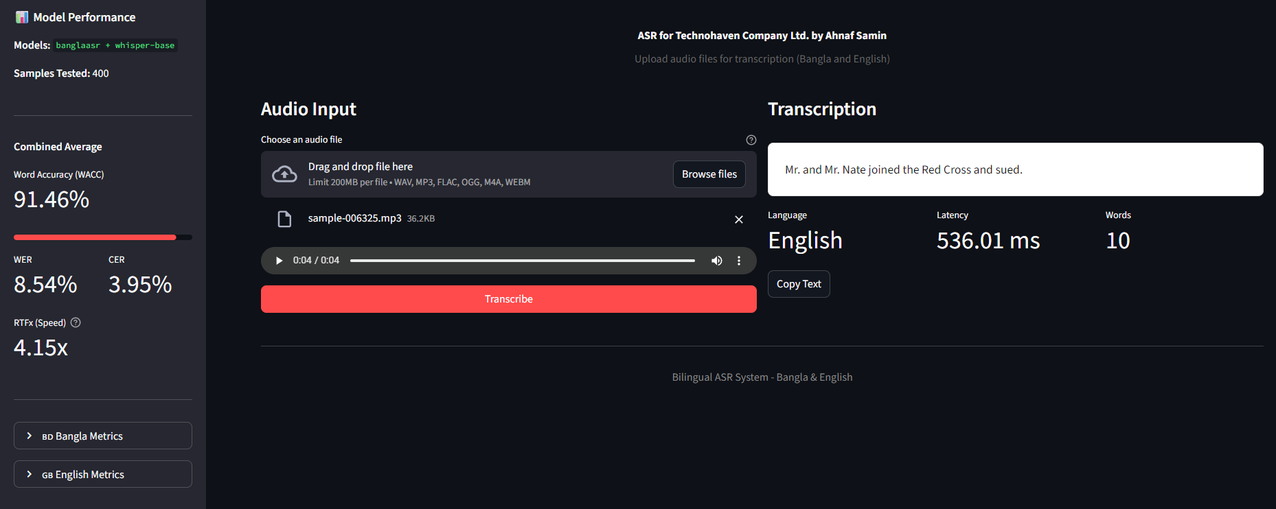 English Transcription Example