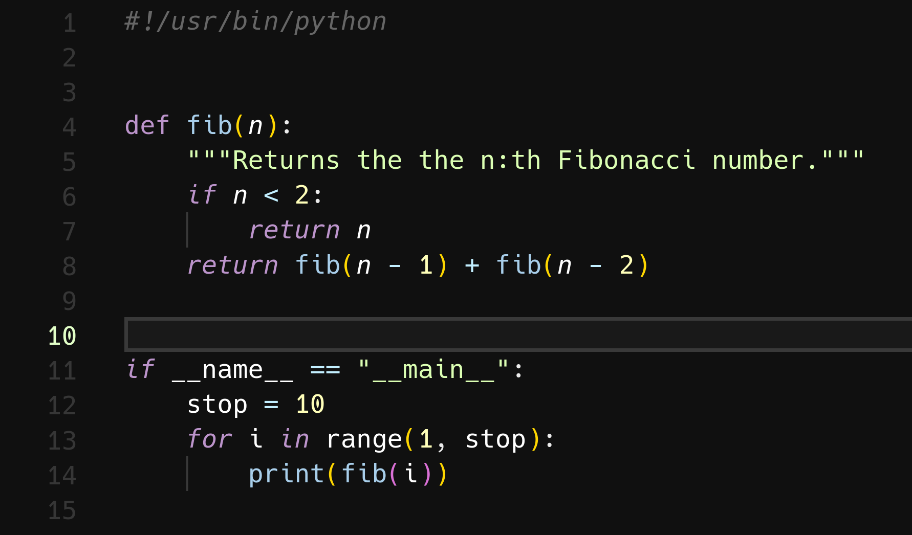 Code snippet in Python