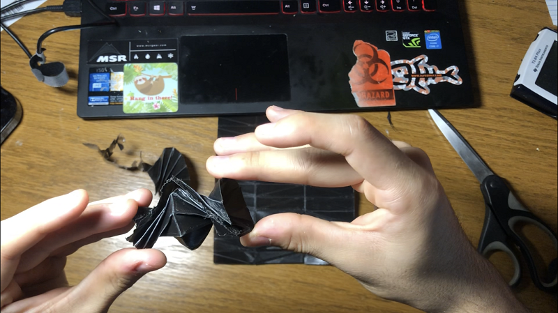 I tried 3D-printing pre-creased origami.