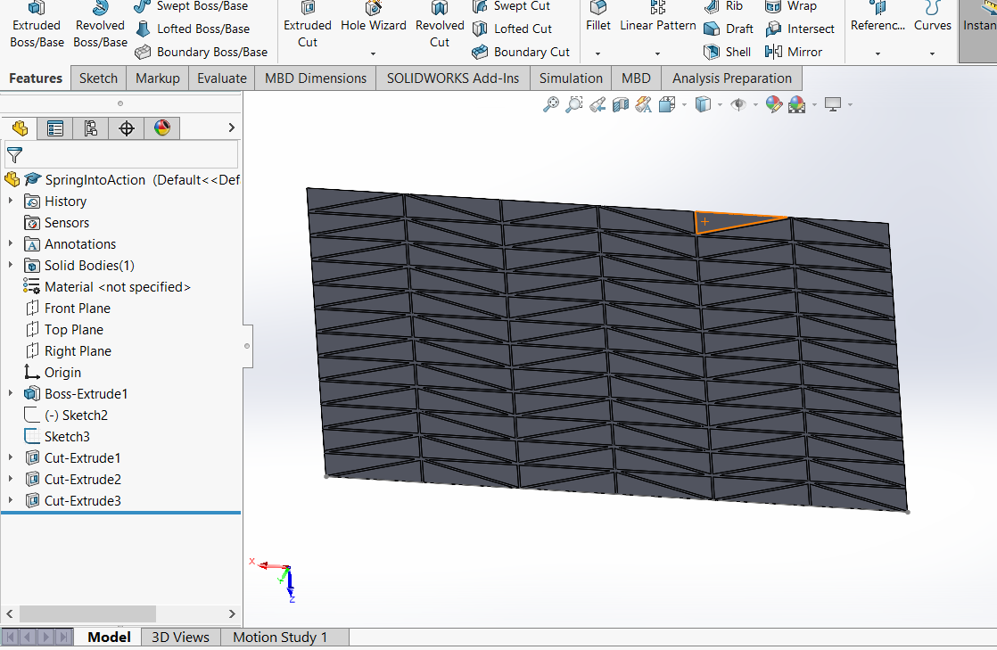 A crease pattern modeled in CAD