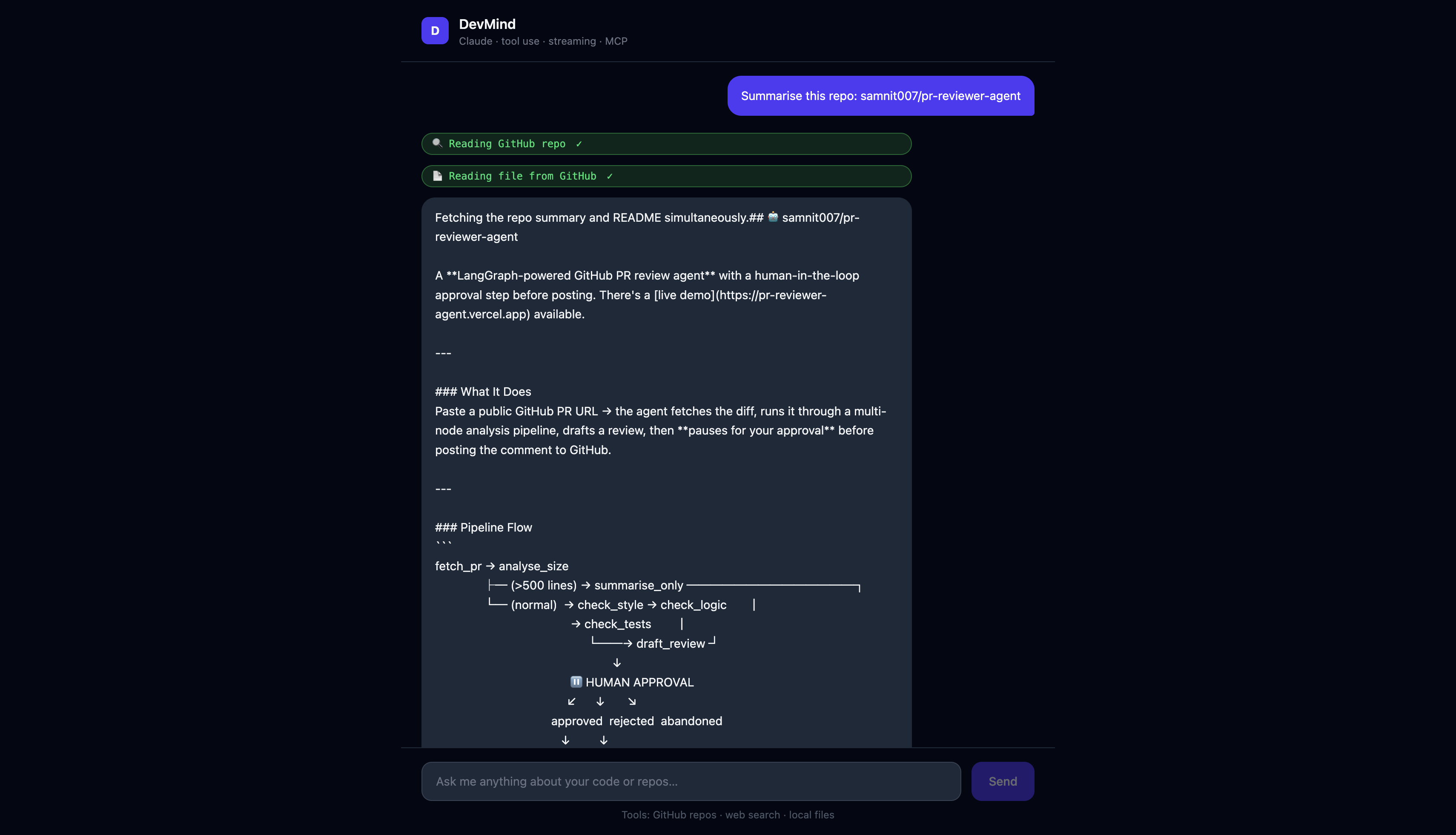 Chat with tool use