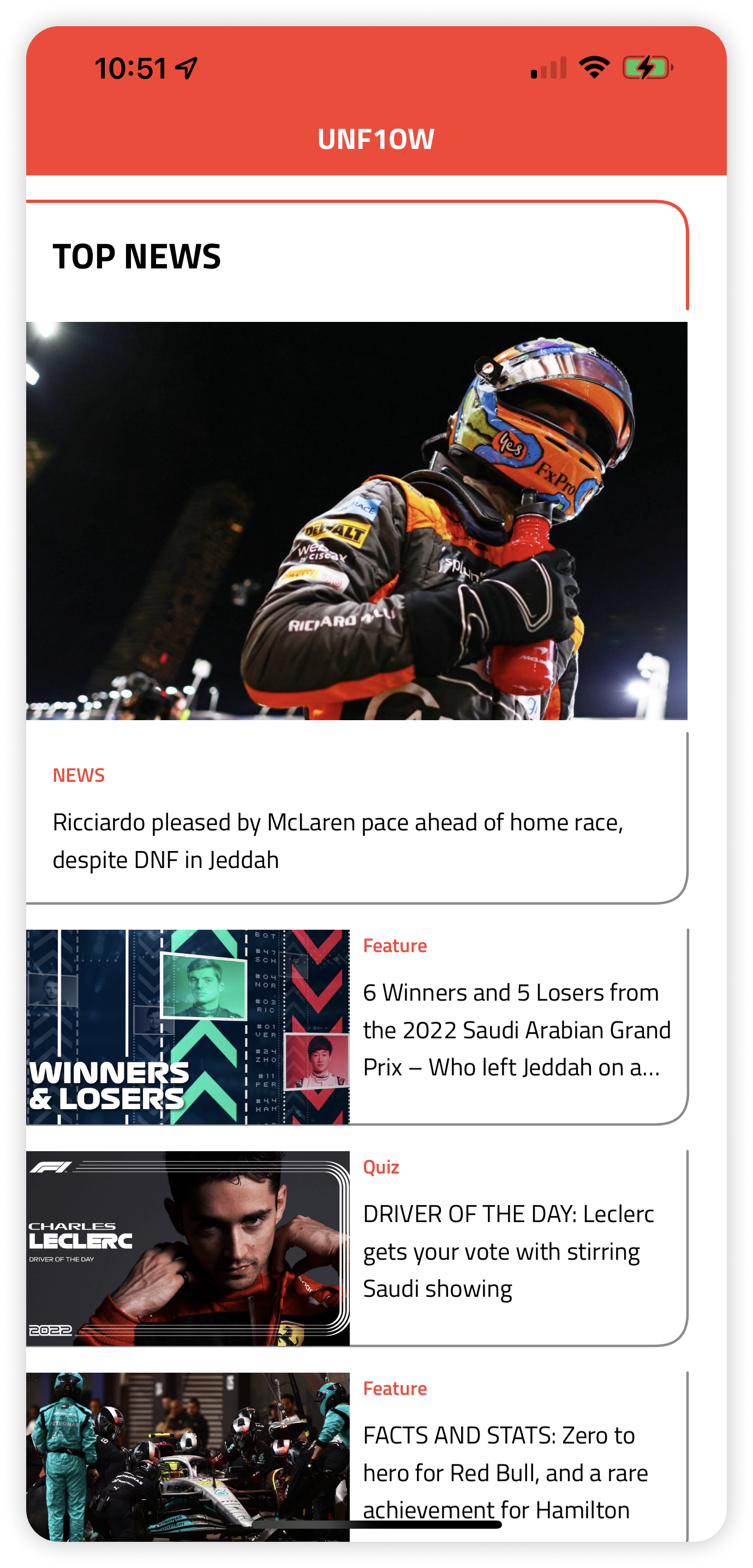 An F1 style homepage