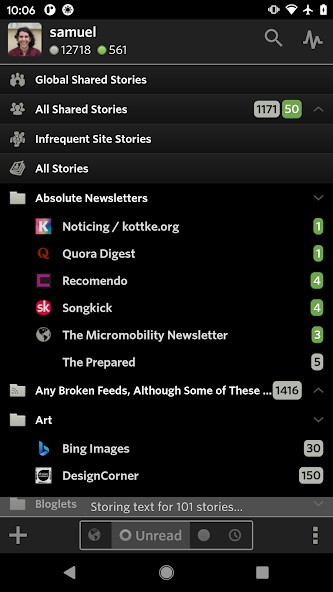 Screenshot 1 of NewsBlur — opens full size