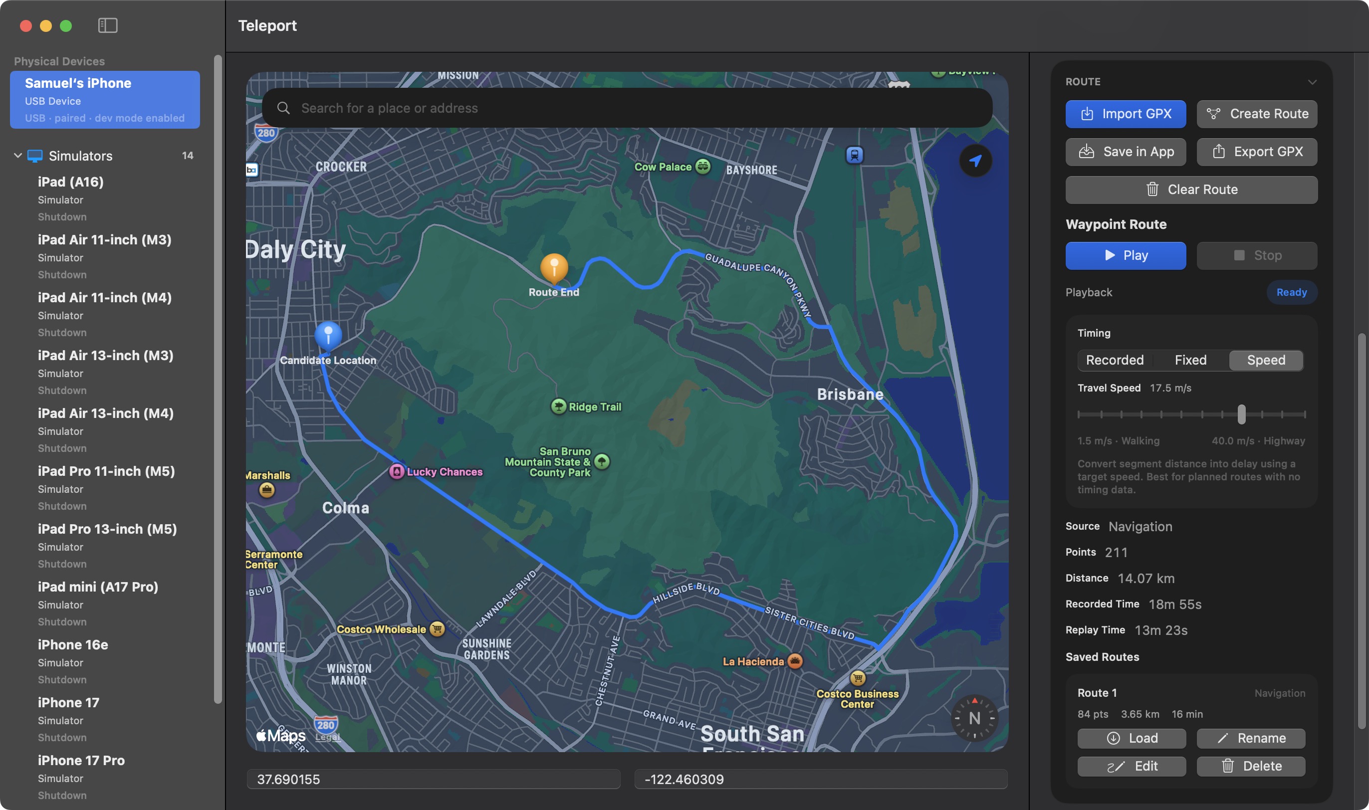 Teleport – route builder