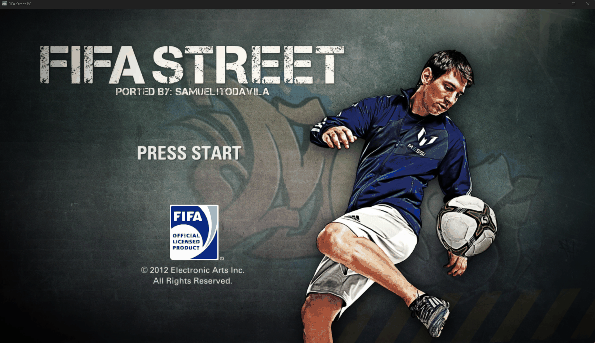 Tela inicial do ReStreet, port experimental de FIFA Street 2012 para Windows