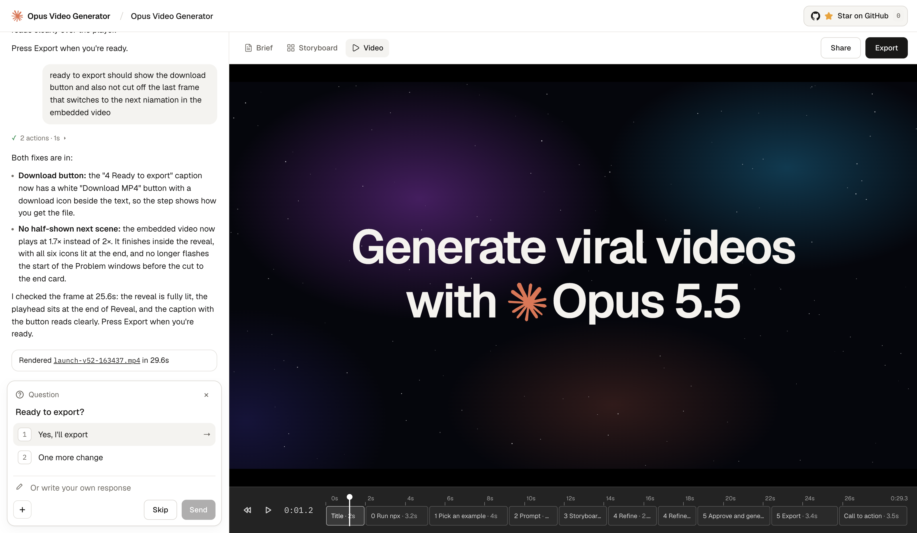 Opus Video Generator example