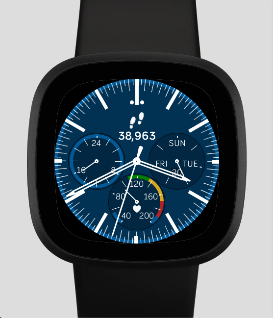 White on Blue Watch Face