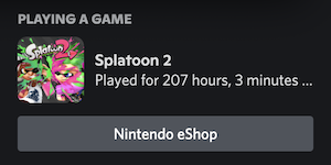 Screenshot showing Splatoon 2 as a Discord activity