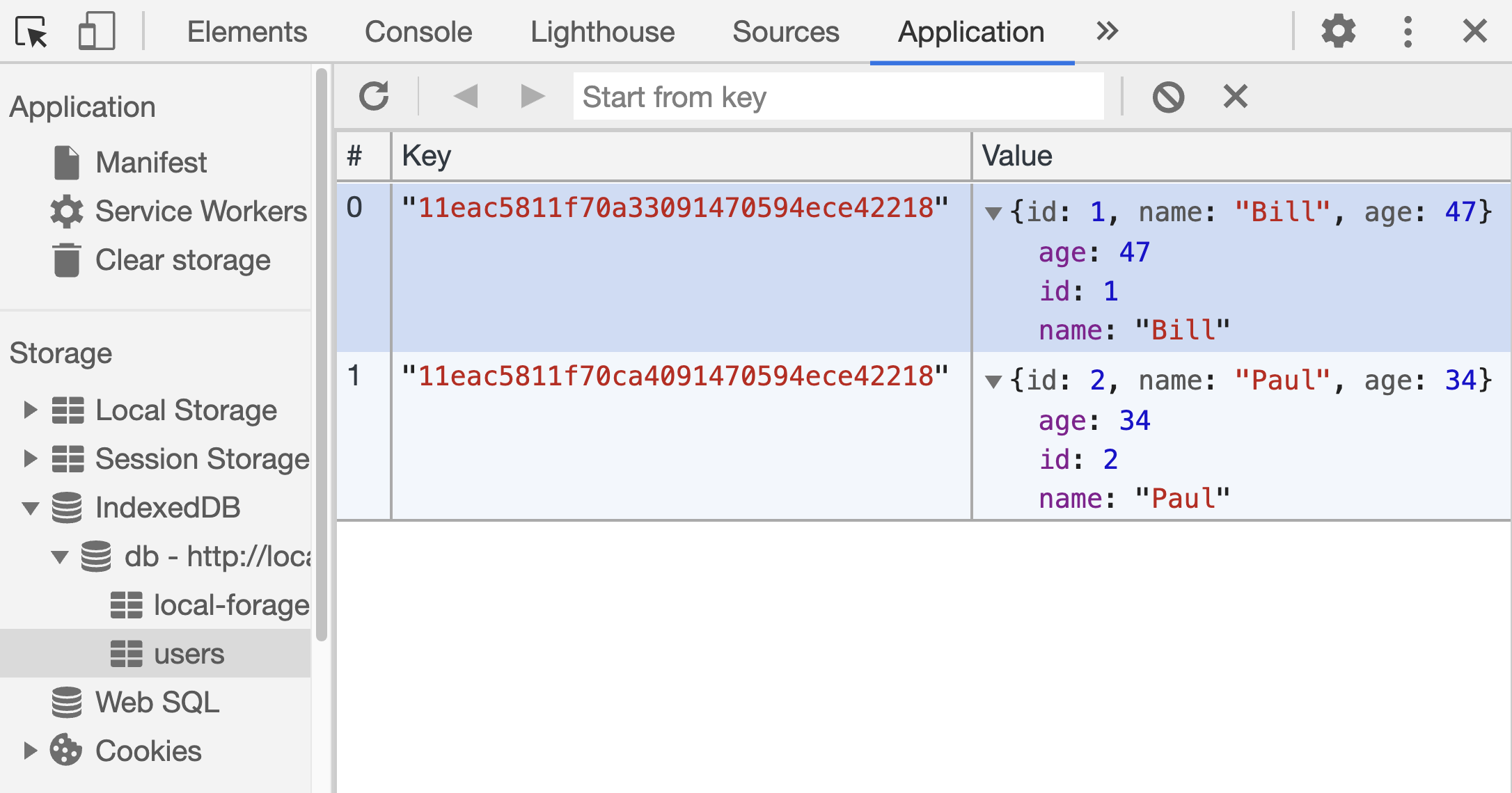 IndexedDB Store - Keys