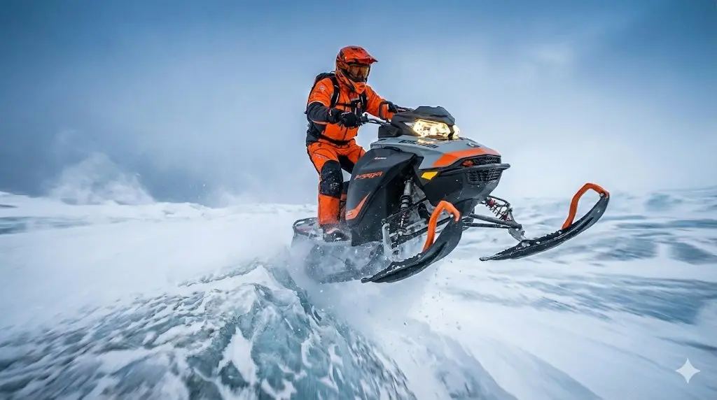 Soaring Through the Blizzard: A Snowmobile''s Thrill Ride