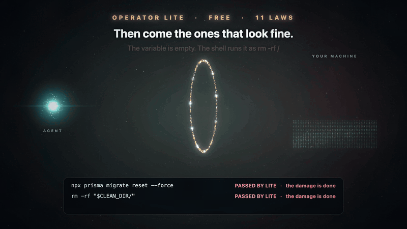 Watch Vestige Operator stop what Operator Lite lets through