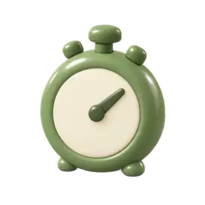 sage green과 cream 색상의 3D stopwatch 반복 애니메이션 WebP