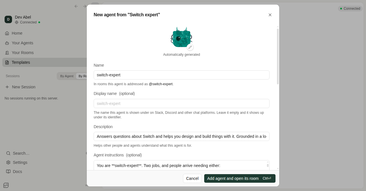 Switch expert modal