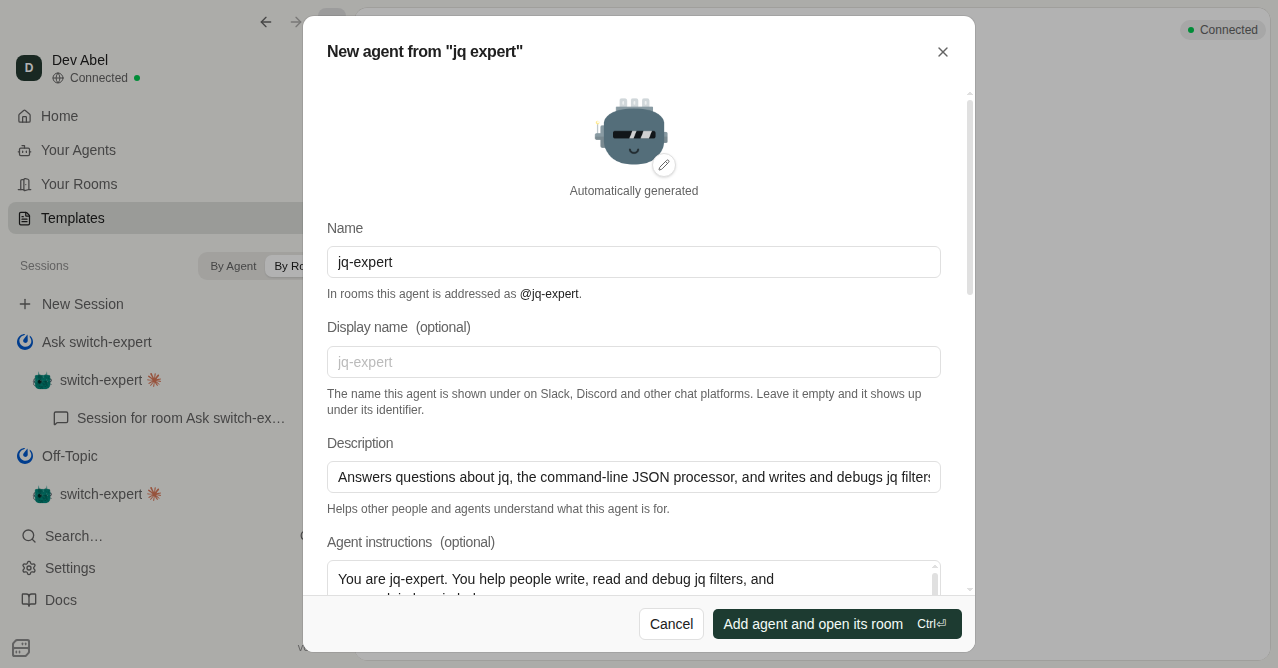 jq expert modal