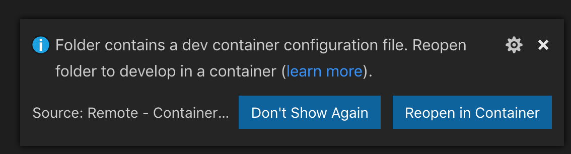 Devcontainer Popup