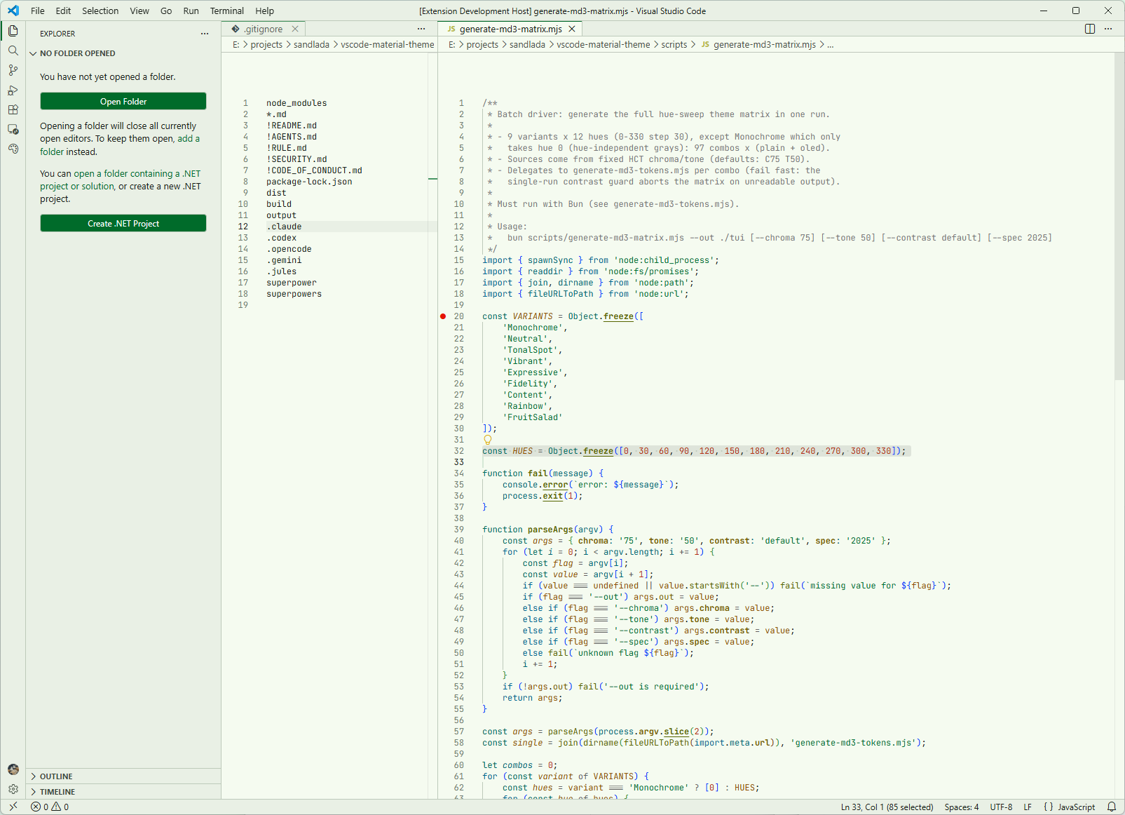 MD3:Content 150 Light — JS editor, light surface