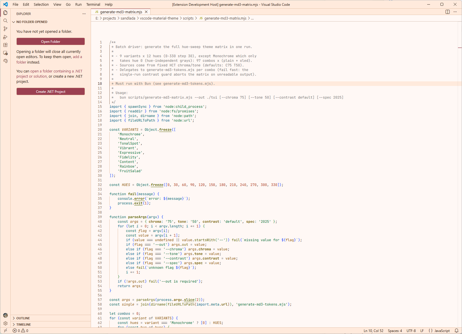 MD3:FruitSalad 60 Light — JS editor, light surface