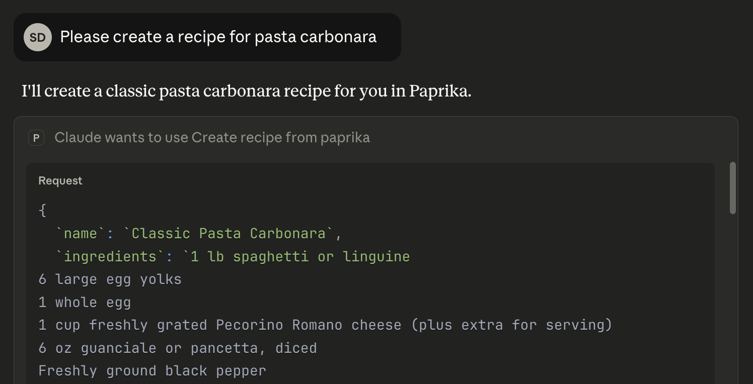 Creating recipes with natural language
