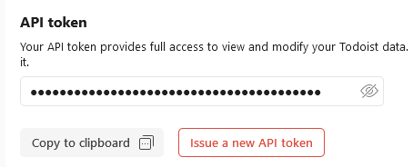 ToDoist.com API Token