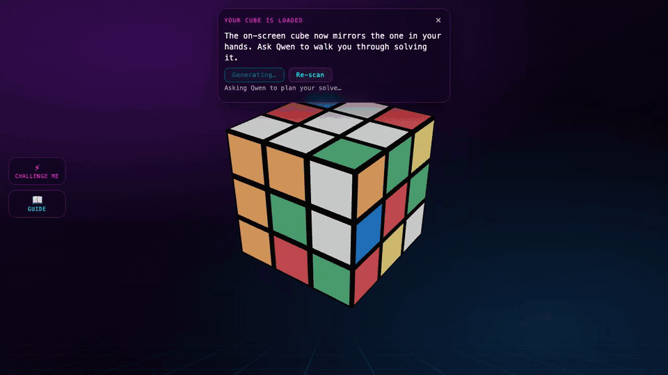 Guided solve of the physical cube with checkpoint verification