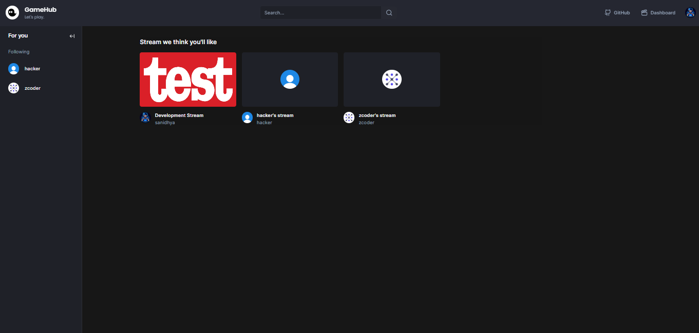 GameHub - A Real-time livestreaming platform.