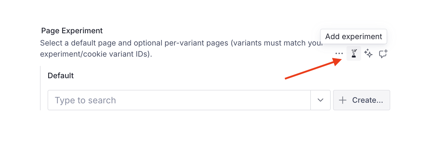 Page-level experiment — click the beaker icon to add an experiment