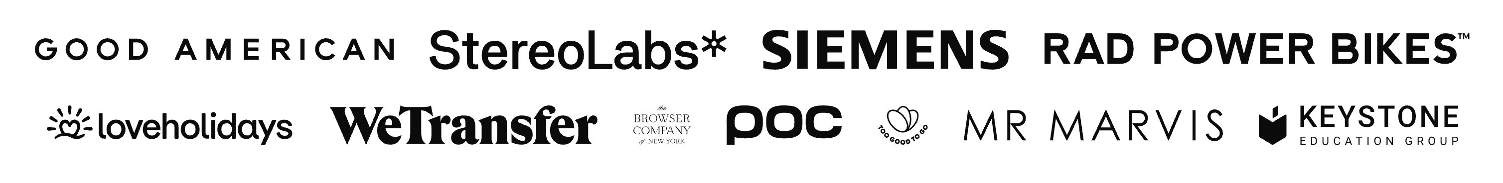 Logos without normalization — different sizes, weights, and aspect ratios create visual chaos