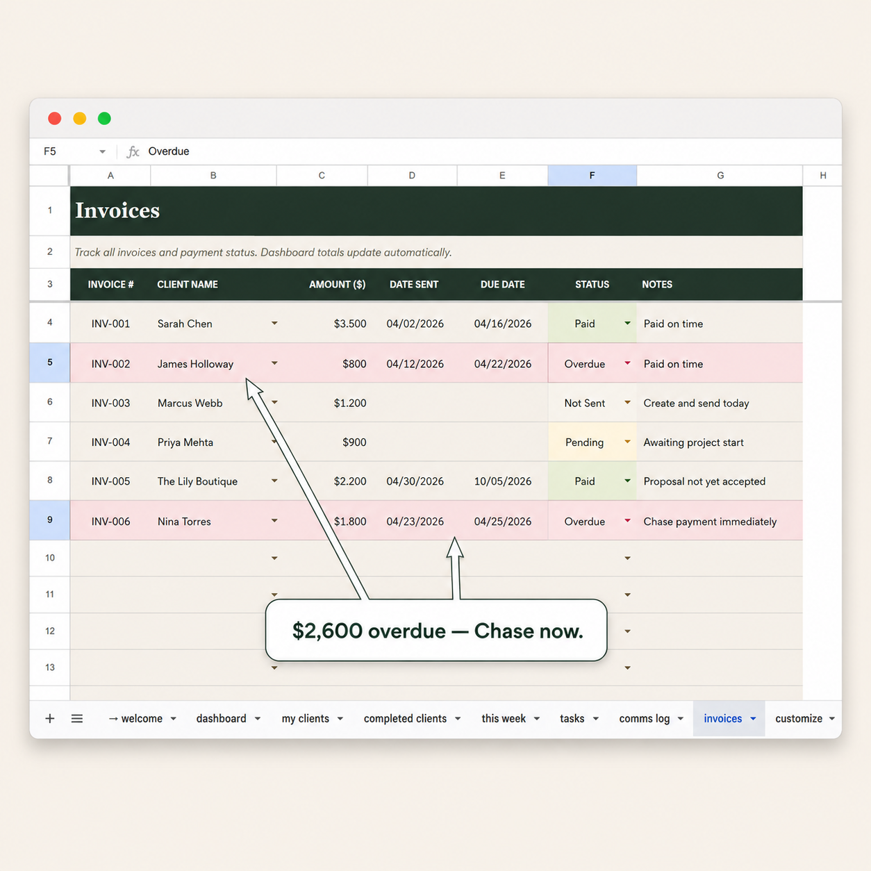 ClearPath Pro Tracker Invoices
