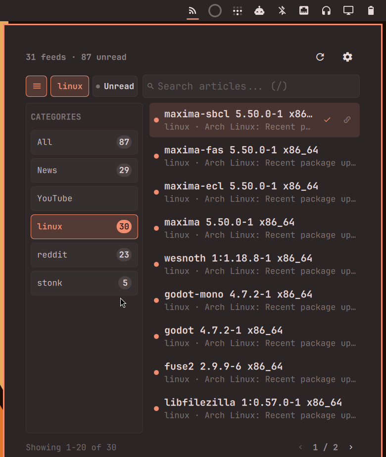 RSS-Reeder category drawer