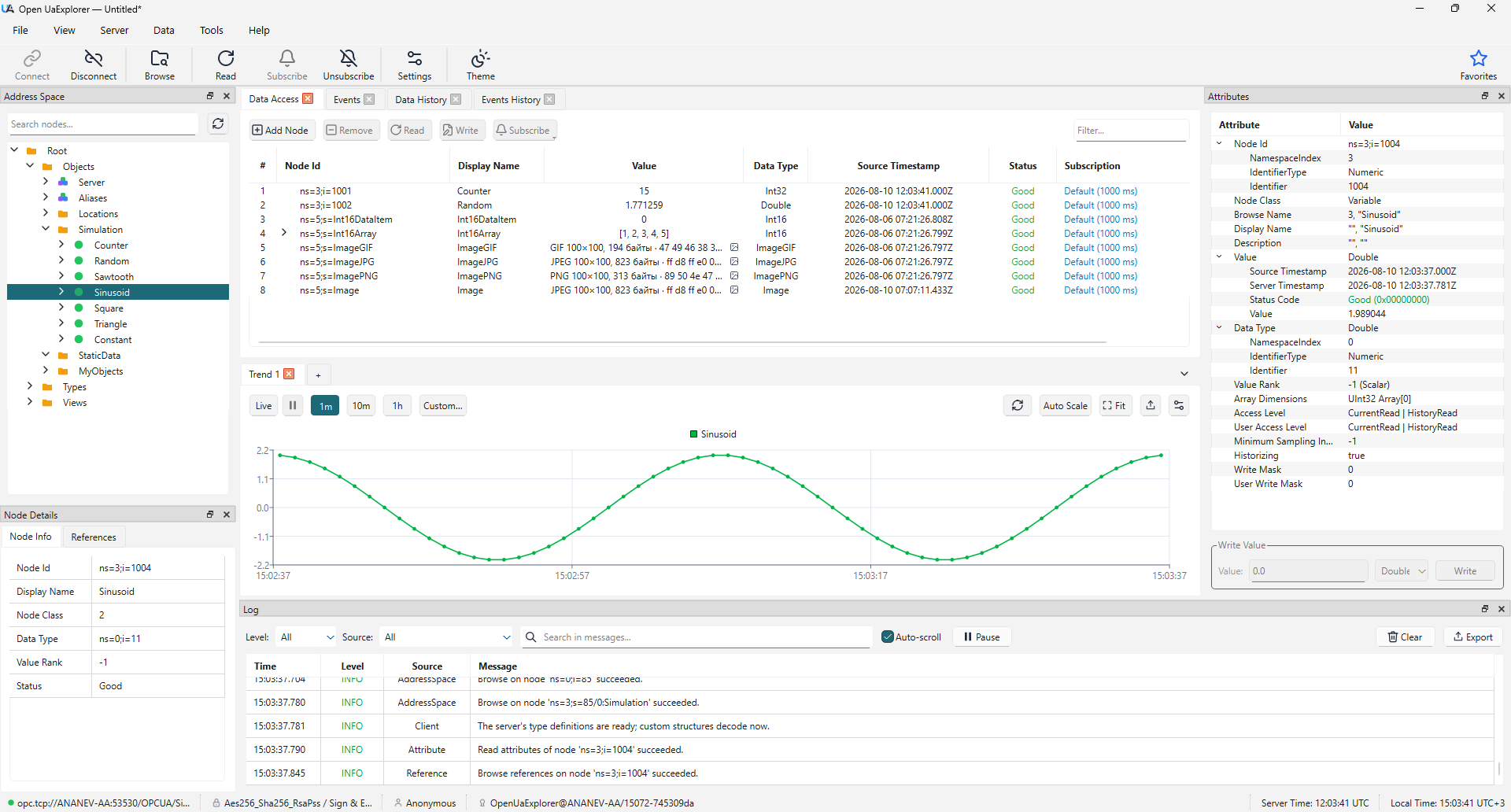 Screenshot of OpenUaExplorer