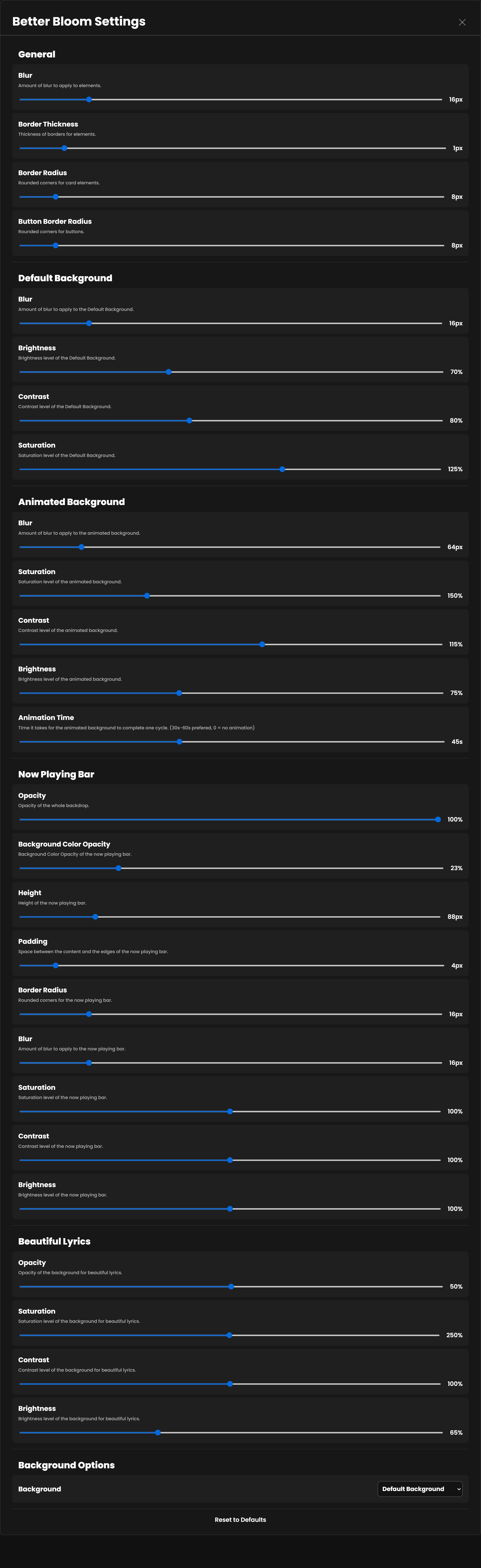 Settings Preview