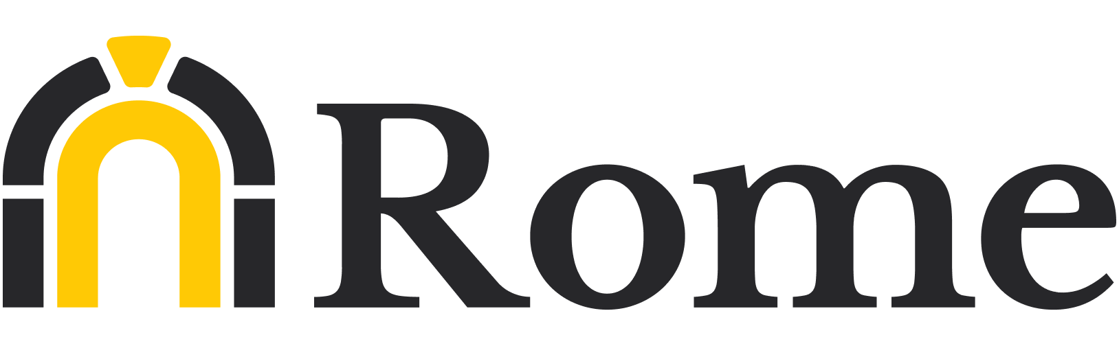 Rome's logo depicting an ancient Roman arch with the word Rome to its side