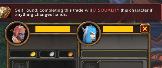 Warning banner above the trade window