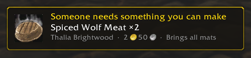 Pop-up for a request you can make