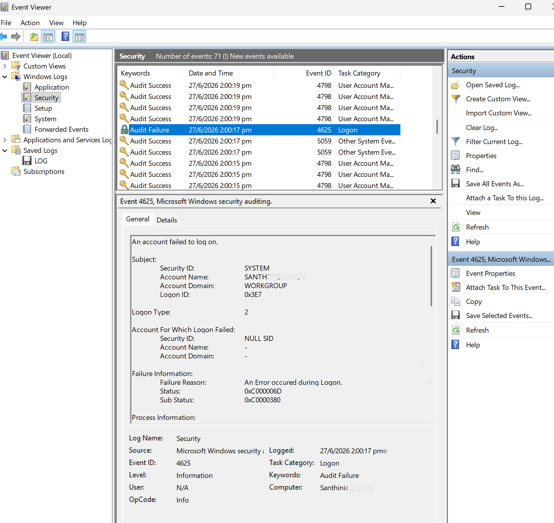 Window Event Viewer