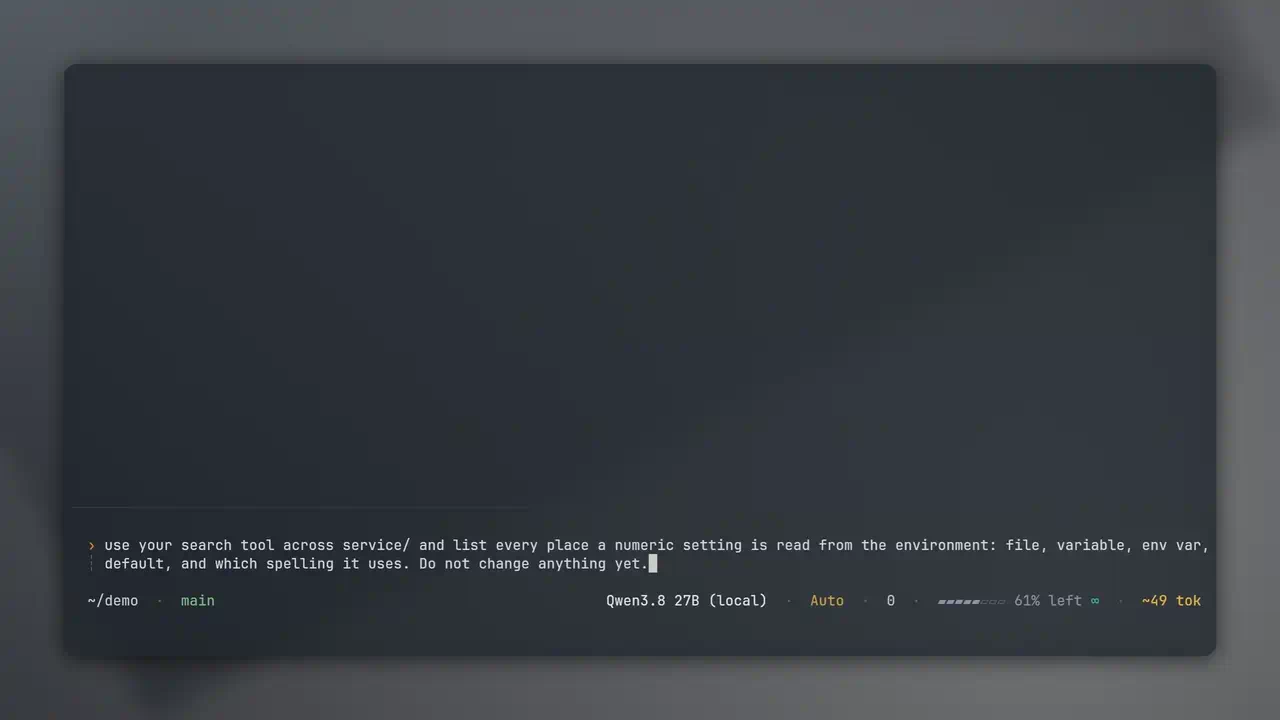 Veyyon opens a four-phase todo plan, audits a nine-module service tree, writes one validating owner, fans out three subagents, applies a hash-anchored edit, runs the suite, advances the plan, signs the result through a stored secret placeholder, and opens context and settings operator surfaces in one continuous session