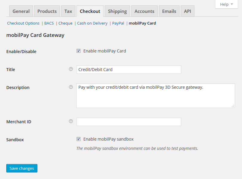mobilPay Card Gateway for WooCommerce - Backend Preview