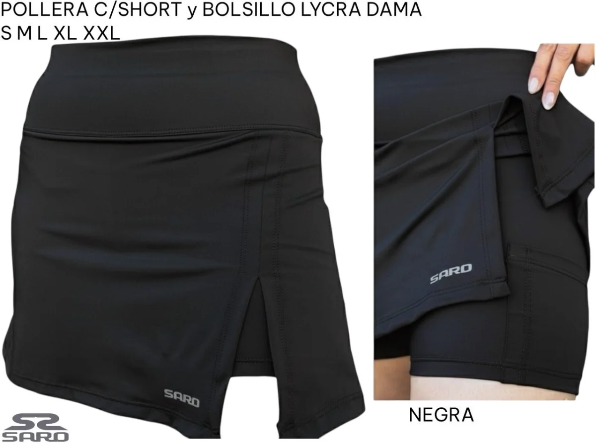 POLLERA LYCRA C/SHORT y BOLSILLO ABERTURA PIERNA  - imagen 1