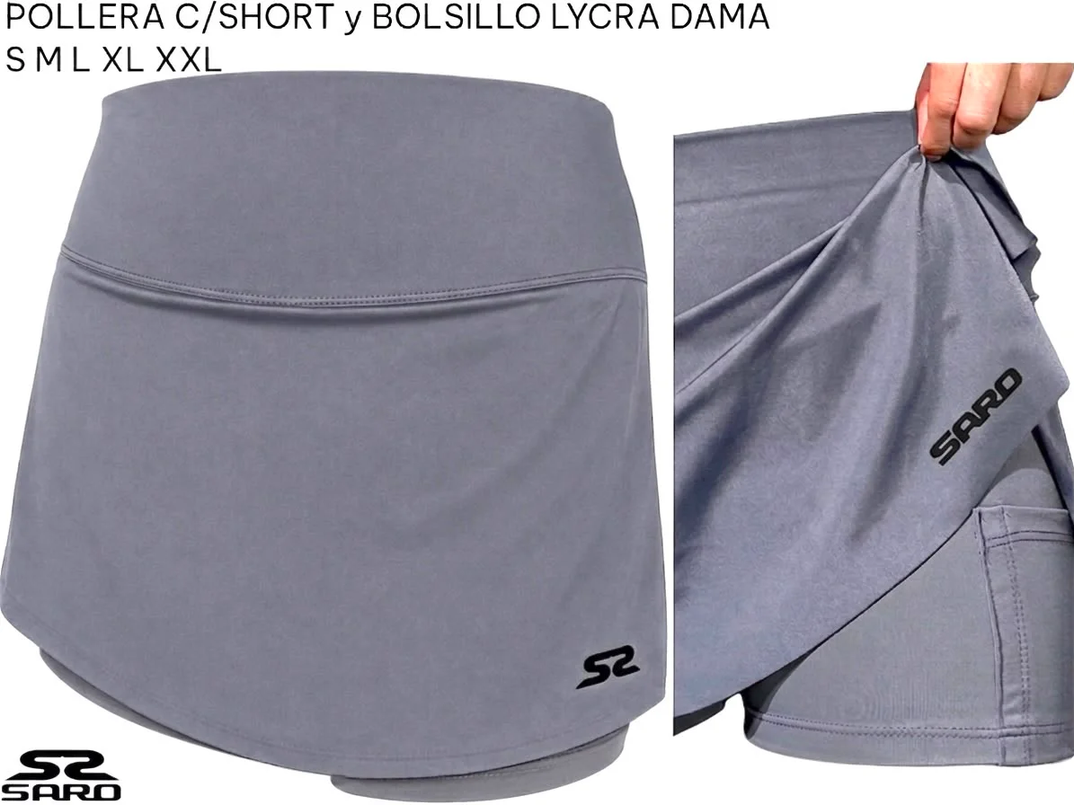 POLLERA LYCRA C/SHORT y BOLSILLO CLASICA  - imagen 1