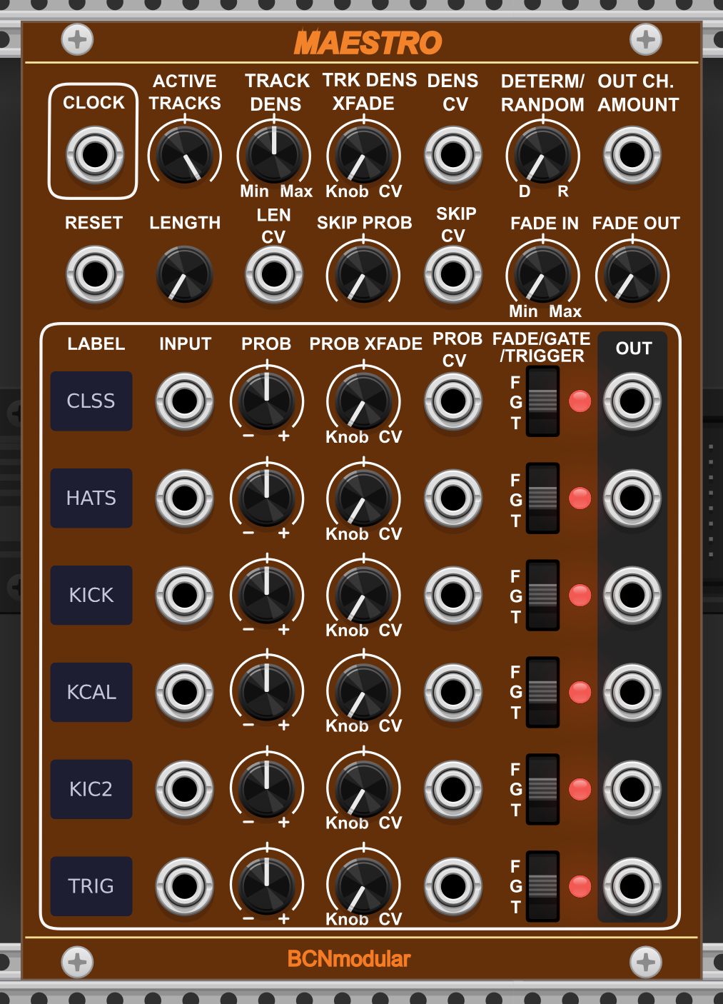Maestro module panel in VCV Rack