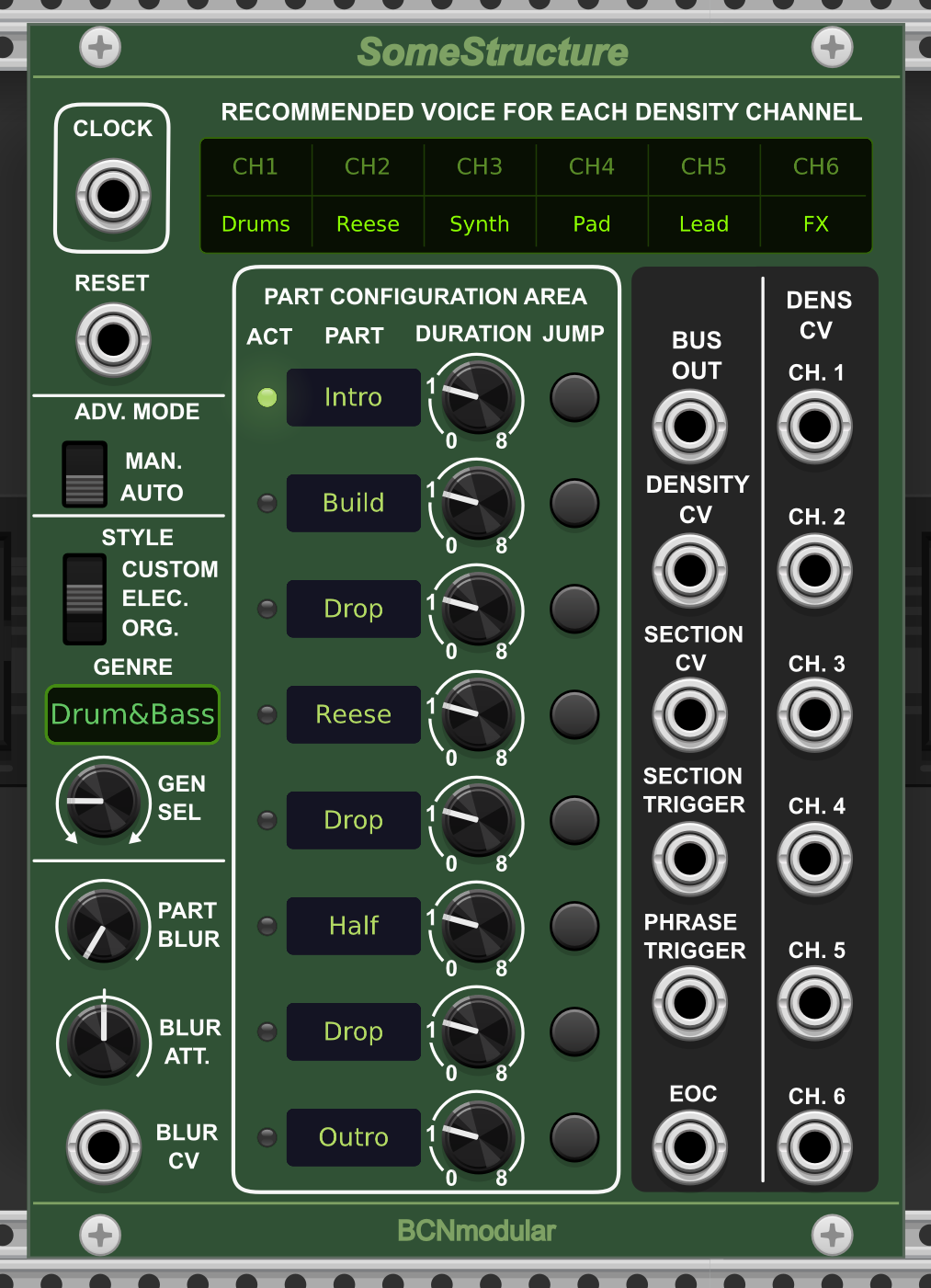 SomeStructure module panel in VCV Rack