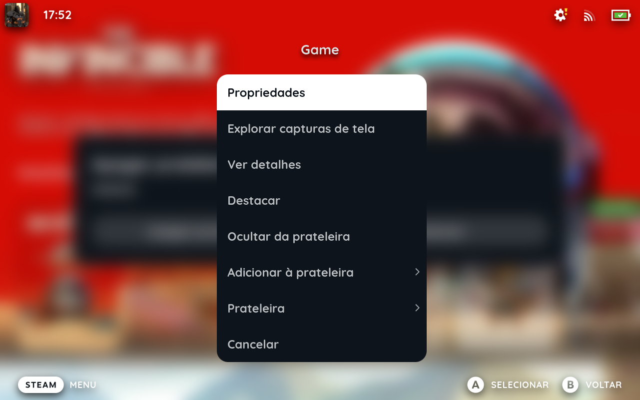 Game context menu