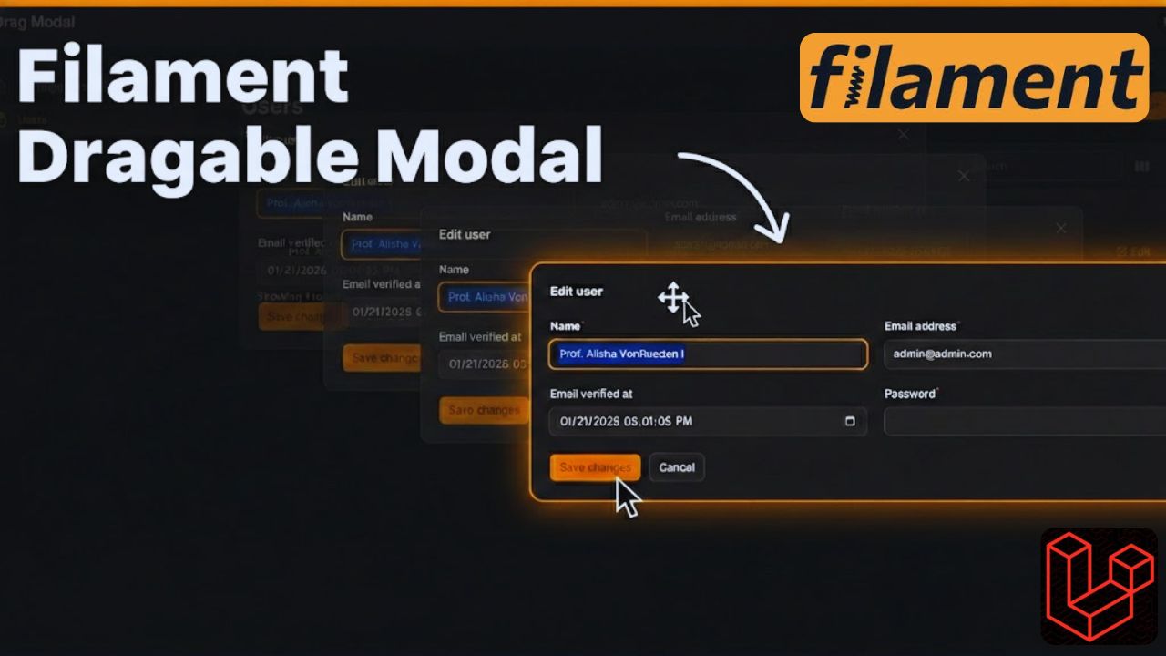 Filament Draggable Modal Feature