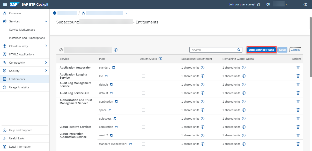 Add Service Plans