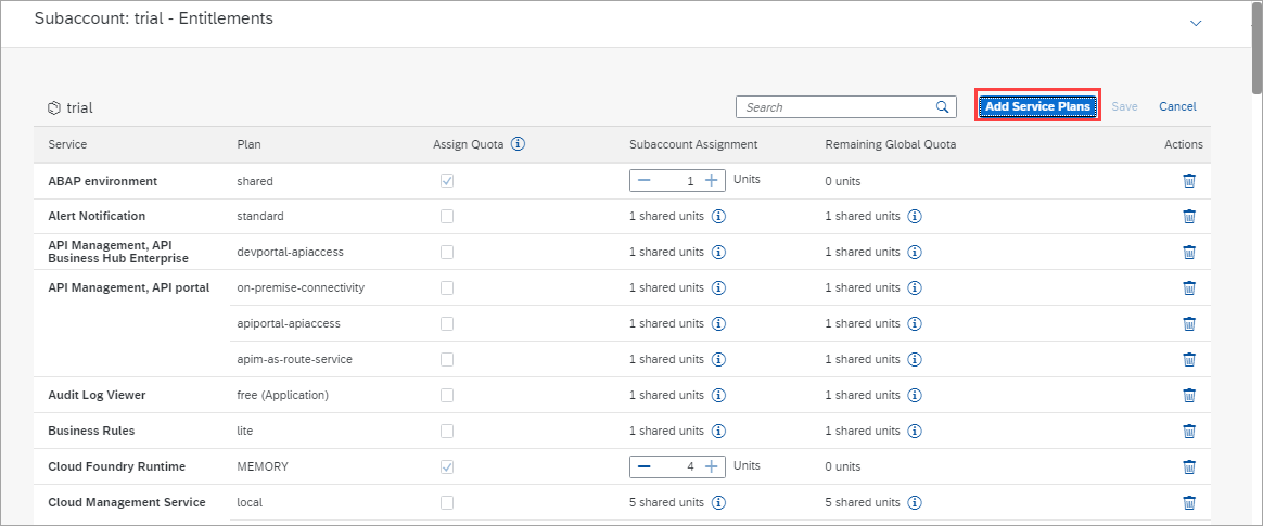 Add Service Plan