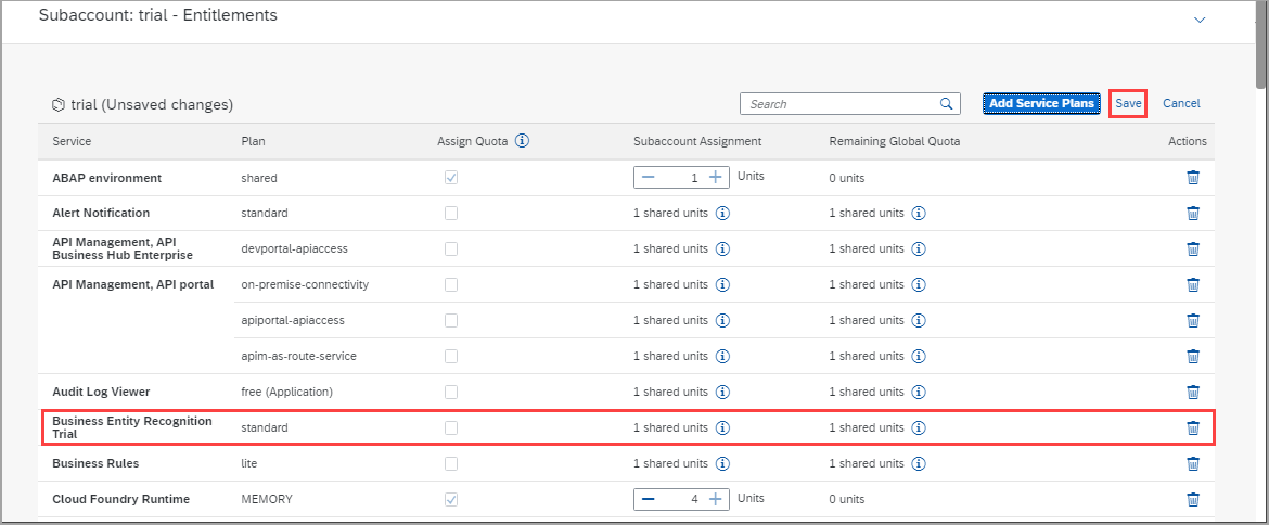 Add Service Plan