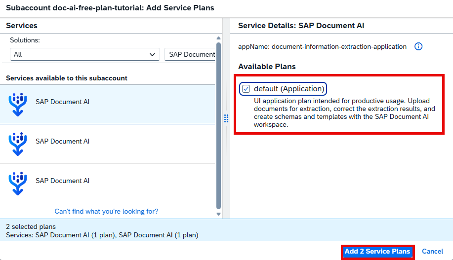 Add Service Plan