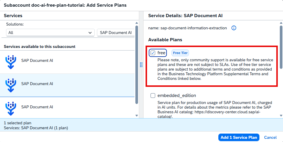 Add Service Plan