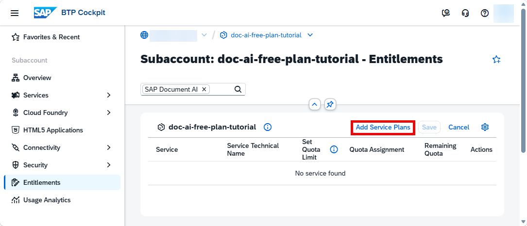 Add Service Plans