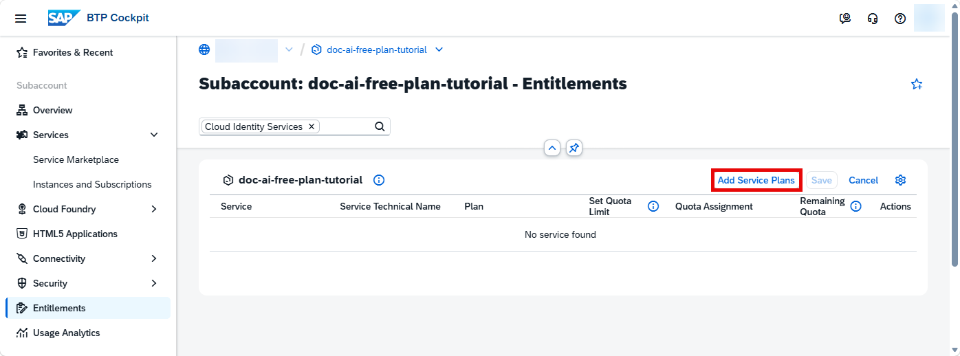 Add Service Plans